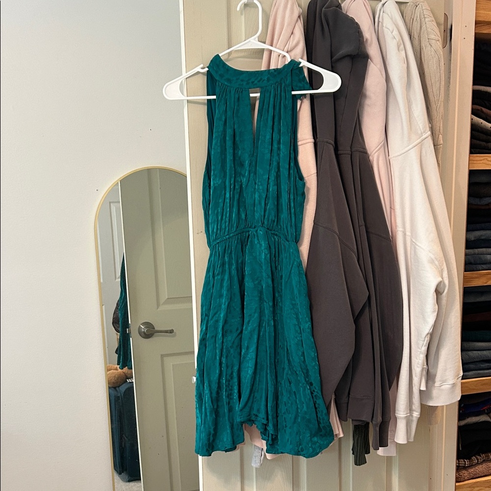 Anthropologie Teal Backless Dress